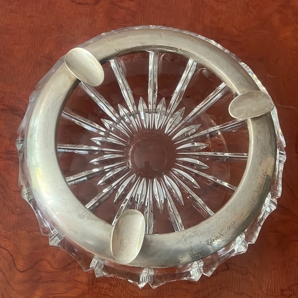 Art Deco Crystal and Sterling Cigar Ashtray - Picture 1 of 6
